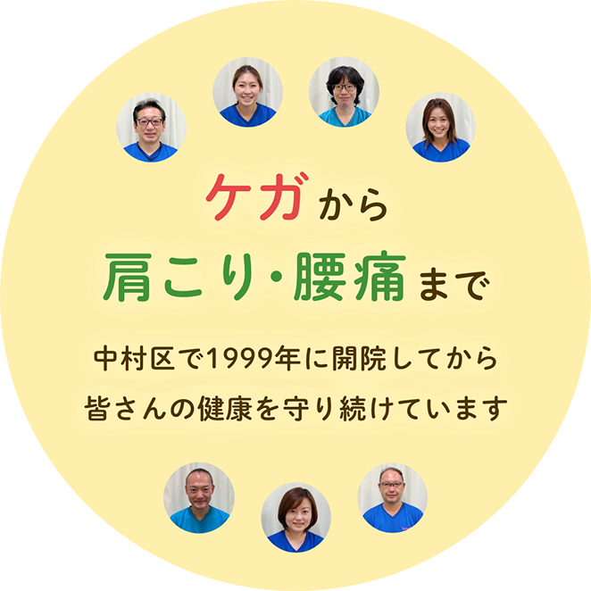 たかみち鍼灸整骨院は中村区で1999年に開院してから、皆さんの健康を守り続けています