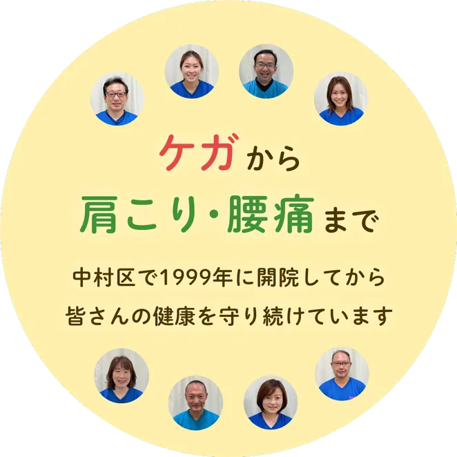 たかみち鍼灸整骨院は中村区で1999年に開院してから、皆さんの健康を守り続けています